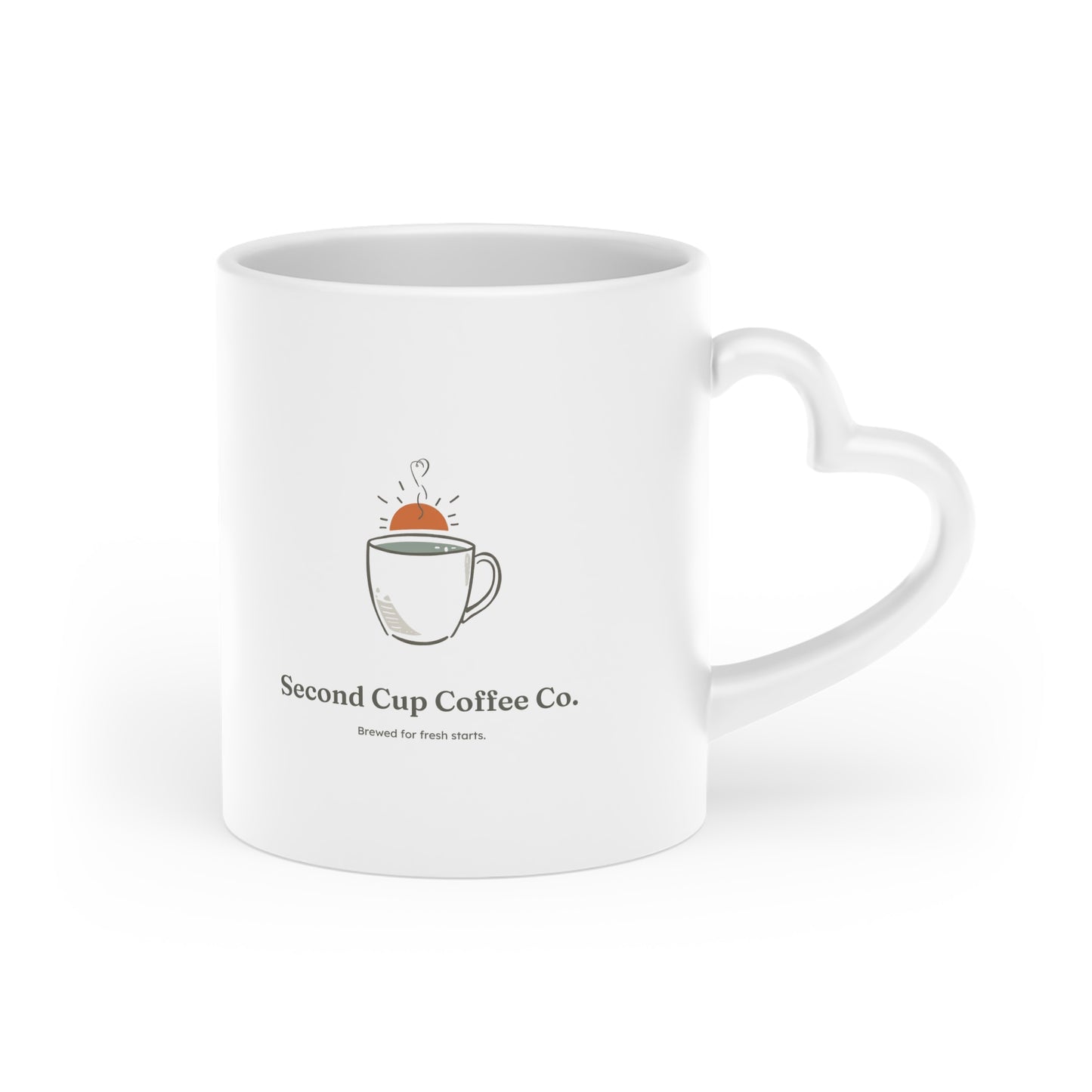 Second Cup Coffee Co. Ceramic Mug — Sunny Coffee Logo, Minimalist Breakfast Gift