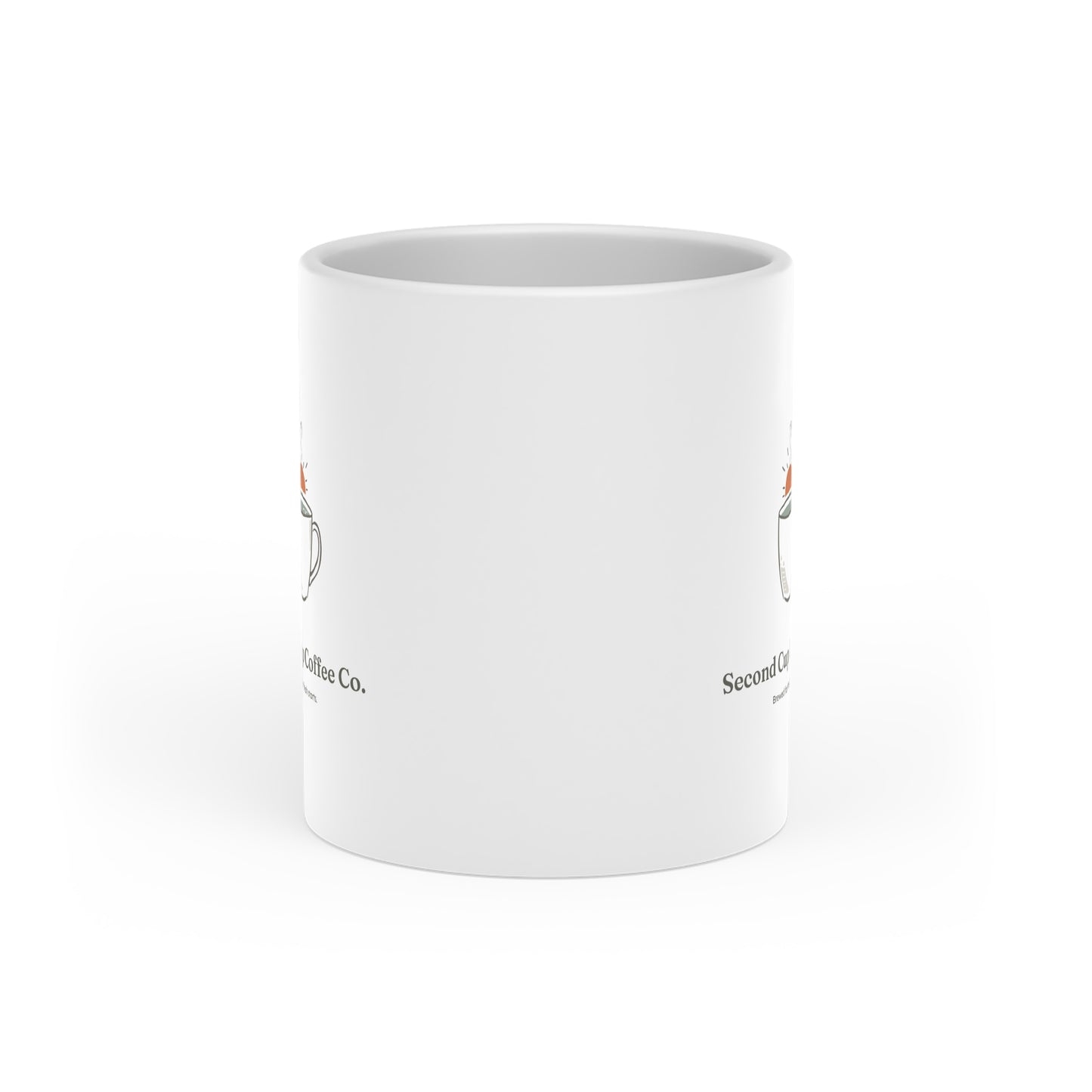 Second Cup Coffee Co. Ceramic Mug — Sunny Coffee Logo, Minimalist Breakfast Gift