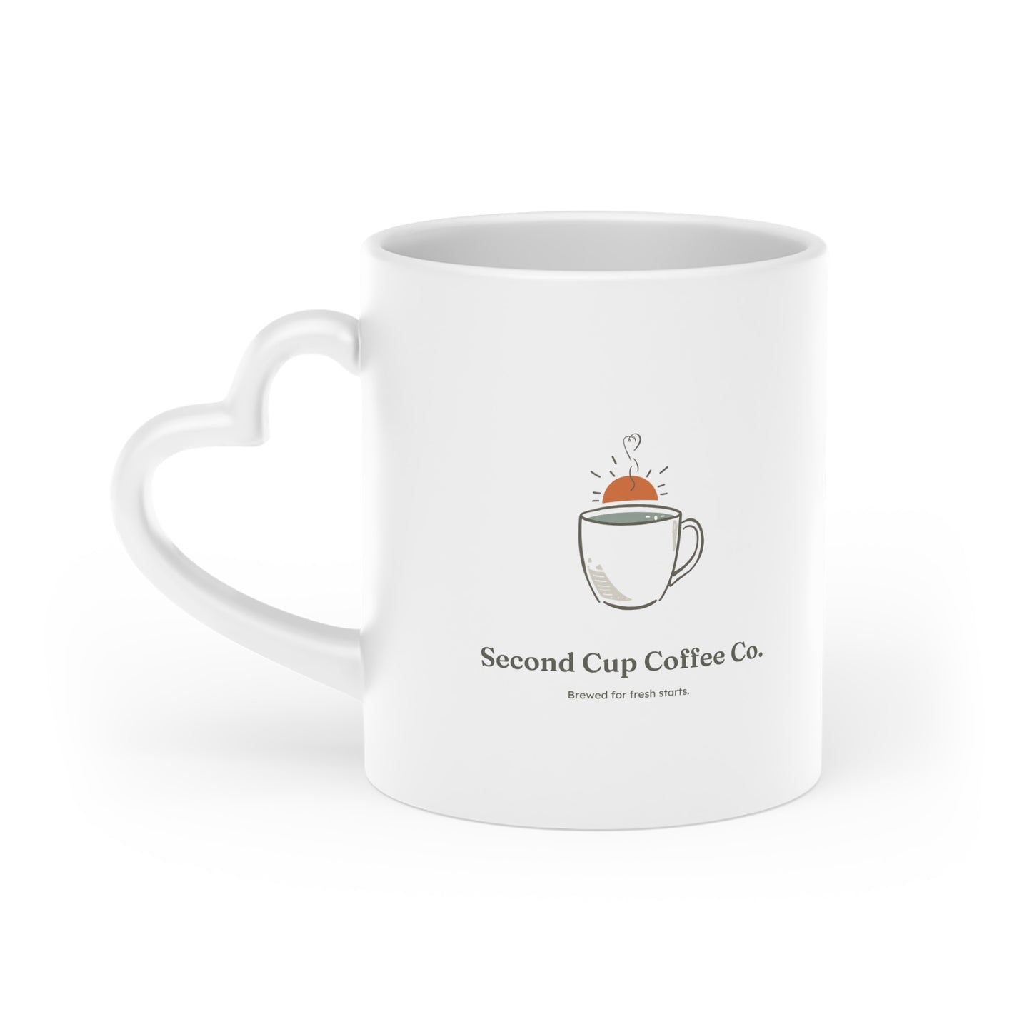 Second Cup Coffee Co. Ceramic Mug — Sunny Coffee Logo, Minimalist Breakfast Gift